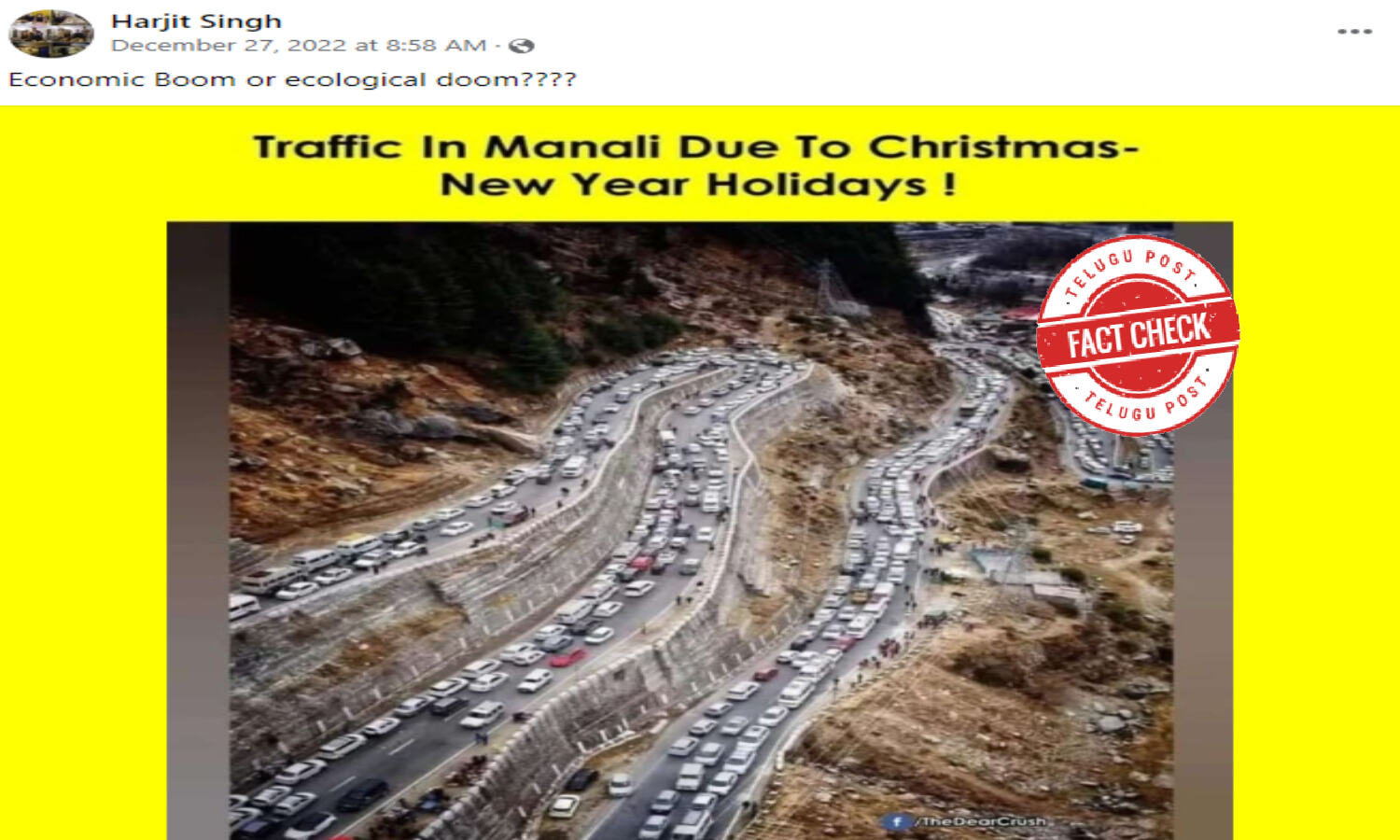 Fact Check Viral image of heavy traffic at Manali during ChristmasNew