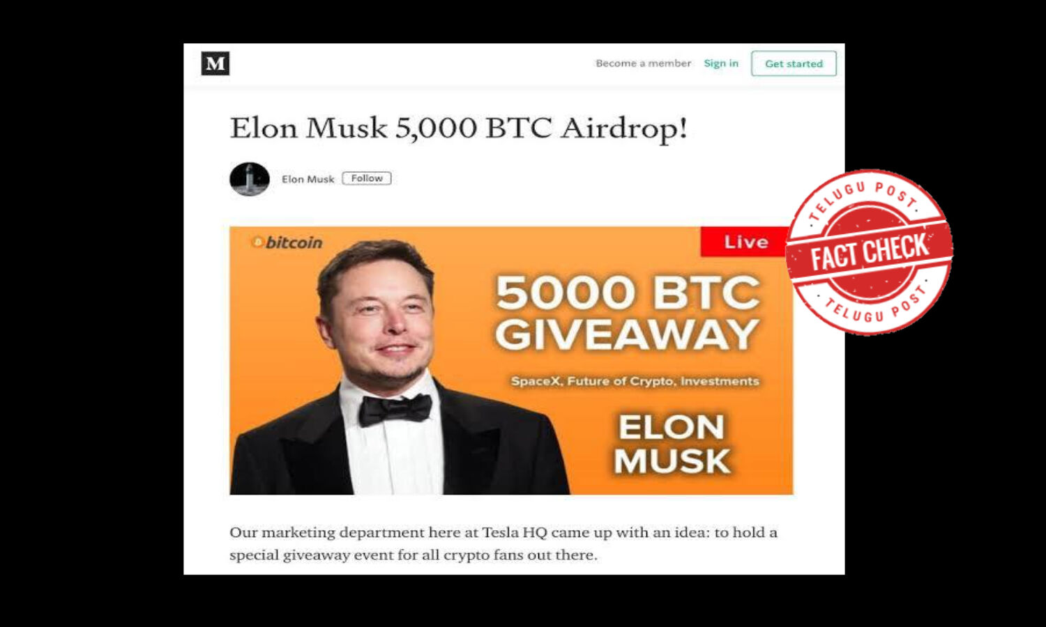 Fact Check Elon Musk inviting FB followers to participate in