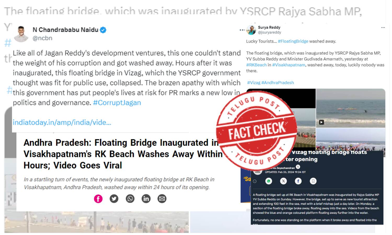 Fact Check: Video showing floating bridge in Vizag broken into two ...